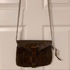 Pre owned genuine leather Frye crossbody purse with chain strap